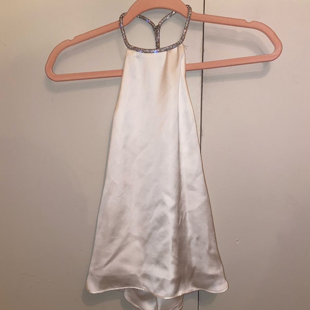 Zara white satin shirt with open back